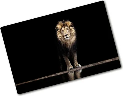Produktbild von Tulup Glas Herdabdeckplatte - 80x52 cm - Glaskeramikkochfeld-Abdeckung Spritzschutz Glasabdeckplatte - Einteilig - Tiere - Porträt eines Löwen - Braun