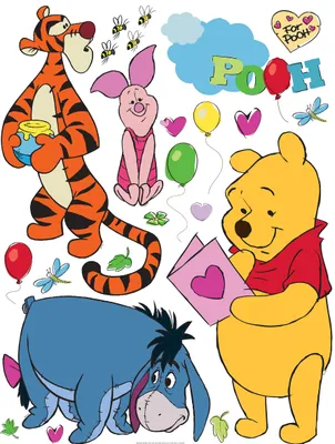 Produktbild von Disney Wandtattoo Polyurethander Bär Gelb, Orange, Rosa und Blau - 600187 - 65 x 85 cm