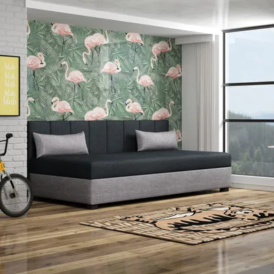Obrázok produktu pre Jednolôžková čalúnená posteľ 100x195 ESTRADA 1 - čierna / šedá