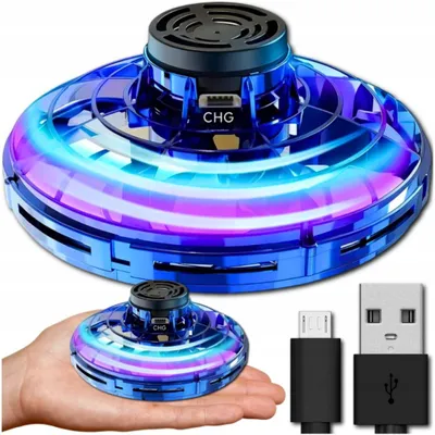 Produktbild von Fliegender UFO Spinner LED Flugball Boomerang Spielzeug USB Blau für Kinder