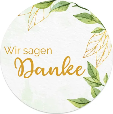 Produktbild von MAVANTO® 20x Wir sagen Danke Aufkleber 4,5 cm rund - Sticker für Hochzeit & Geburtstag (Immergrün)