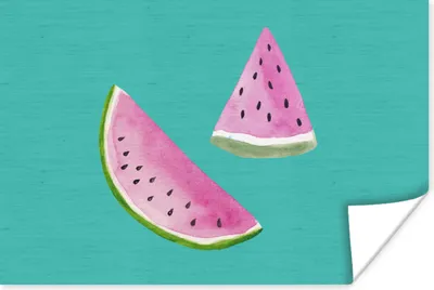Produktbild von MuchoWow® Poster Wassermelone - Obst - Blau 90x60 cm - Schlafzimmer