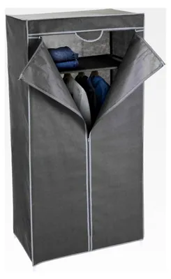 Produktbild von Stoffkleiderschrank grau 160 cm - Faltkleiderschrank für Camping und Garderobe