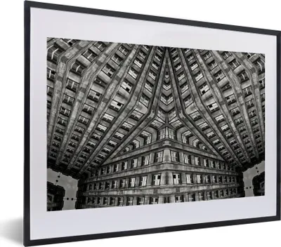 Produktbild von MuchoWow® MuchoWow® Gerahmtes Poster Kunst - Schwarz - Weiß - Psychedelisch 40x30 cm - Poster mit zchwarzem Bilderrahmen - Bilderrahmen - Poster im Rahmen