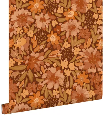 Obrázok produktu pre Tapeta ESTAhome s kvetinovým vzorom v terakotovej, hnedej a zelenej farbe, 50 x 900 cm