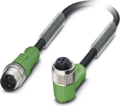 Image de Câble de raccordement Phoenix Contact M12/M12 1xbroche/1xprise droite/coudée. 3/3 pôles. Codage A, 250 V, 4 A, nombre de conducteurs