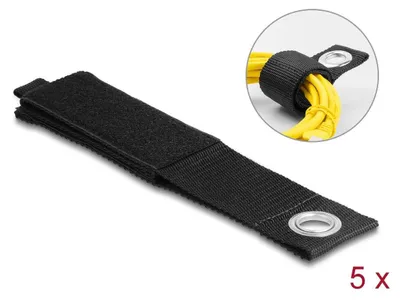 Productafbeelding van DELOCK Duurzame klittenbandriem met bevestigingslus, lengte 508 mm, breedte 50 mm, zwart, 5 stuks, polyester, zwart, 50 mm, 508 mm, 5 stuks