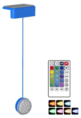 Produktbild von Solar Poolleuchte LED Unterwasserlicht IP68 mit Fernbedienung 16 Farben für Pool Teich Garten Blau