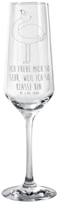 Produktbild von Mr. & Mrs. Panda Sektglas Flamingo Stolz - Transparent - Geschenk, Sektflöte, Mama, Freundin, Tochter, graviert, Rosa, Champagnerglas, Trinkglas, Glas