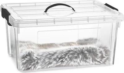 Produktbild von Aufbewahrungsbox mit Deckel - transparent grau - 34 Liter - 53 x 39 x 25 cm - Kunststoff