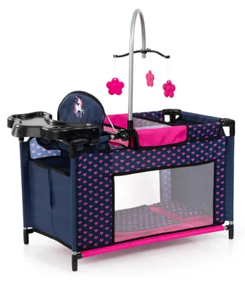 Imagen del producto de Bayer Design 62654AA: Cama para muñecas con armario, trona, moisés, estante, manta, almohada, perchas y accesorios para muñecas