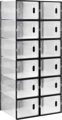 Obrázek produktu pro Průhledná skříňka na boty s magnetickým uzávěrem – 12 párů – organizér