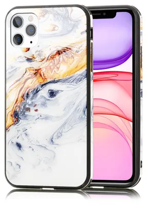 Obrázek produktu pro NALIA pouzdro na mobilní telefon z tvrzeného skla pro iPhone 11 Pro Max, mramorový design pouzdro kryt pouzdro zlato šedé