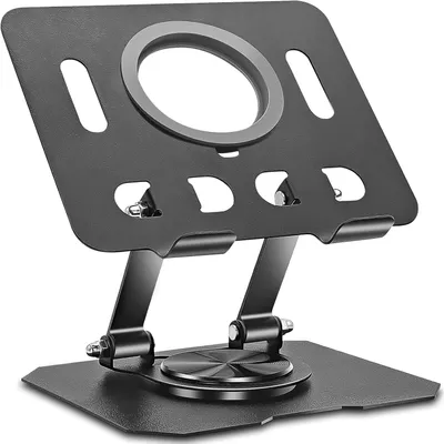 Produktbild von Tablet-Ständer, verstellbarer Desktop-Tablet-Ständer, 360 Grad drehbar, faltbarer tragbarer Monitorständer, kabelloses magnetisches Laden, kompatibel mit iPad Pro/A-Geräten