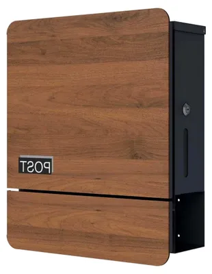Produktbild von Wandbriefkasten Holz Design dunkel mit Zeitungsfach modern und groß