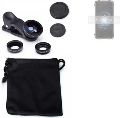 Produktbild von K-S-Trade Smartphone Kamera Linsen Set Kompatibel mit Cubot KingKong 6 3in1 Clip-On Kamera Adapter Macro Weitwinkel FishEye Fischauge Objektiv Linse