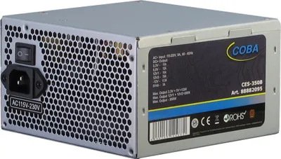 Zdjęcie produktu dla Inter-Tech Coba CES-350B, 350 W, 115 - 230 V, 50 - 60 Hz, 8 A, +3.3V,+5Vsb,+12V1,-12V,+12V2,+5V, Aktywne