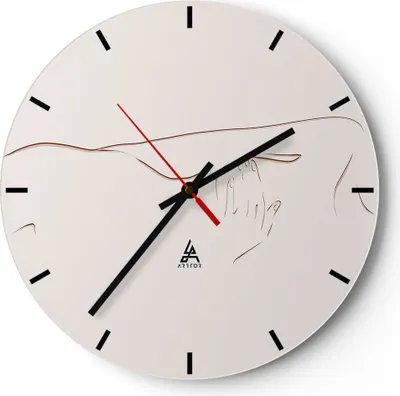 Produktbild von Wanduhr - Rund - Glasuhr - Skizze Nacktheit Frau - 40x40cm - Schleichendes Uhrwerk - Lautlos - zum Aufhängen bereit - Dekoration Modern - Wanddekoration aus Glas - C3AR40x40-4552