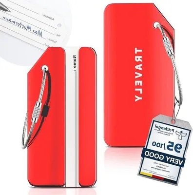 Immagine prodotto di Set di etichette rosse per valigie, extra resistenti, 2 pezzi