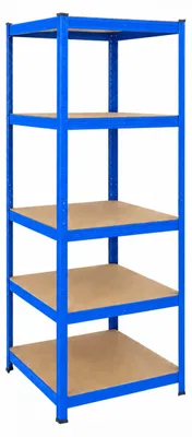 Obrázok produktu pre Relaxdays, regál pre ťažké náklady, výška x šírka x hĺbka: 200 x 60 x 60 cm, nosnosť 875 kg, 5 políc, skladovací regál do suterénu, montážny systém, modrá/hnedá farba