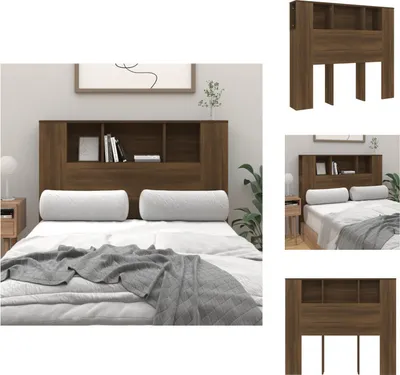 Image de vidaXL Tête de lit avec étagères, aspect chêne brun 120x18,5x104,5 cm - Tête & Pieds de lit