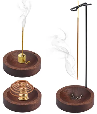 Räucherstäbchenhalter aus Holz, 2-in-1, mit Auffangschale, 26,3 cm