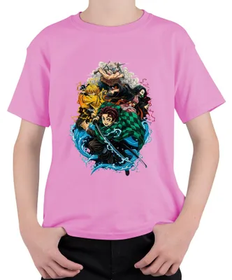 Obrázek produktu pro Kimetsu no Yaiba Tanjiro Nezuko Zenitsu Fan Gift Uni dětské tričko, růžová, 116