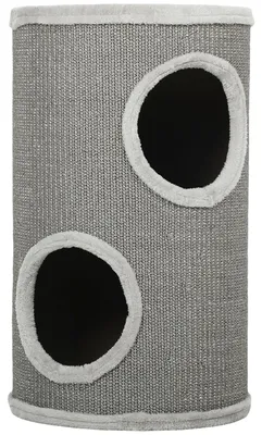 Immagine prodotto di Tiragraffi per gatti da 60 cm con 2 fori e rivestito in sisal | Colore: Grigio chiaro | Dimensioni: 35x35x60 cm