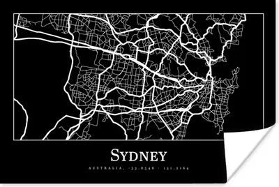 Produktbild von MuchoWow® Poster Karte - Sydney - Stadtplan 120x80 cm - Bilder