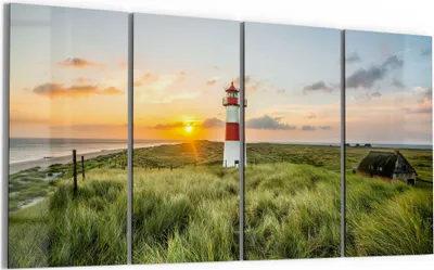 Produktbild von DEQORI Glasbild Echtglas 4x30x60 cm 'Leuchtturmliebe' Wandbilder XXL groß