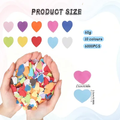 Imagen del producto de Confeti con forma de corazón, de colores variados, 6.000 unidades, ideal para decoración de mesas