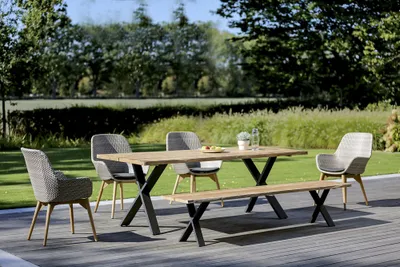 Produktbild von Niehoff Gartenbank Xenio aus Aluminium und Teakholz, Anthrazit, robust und transportierbar