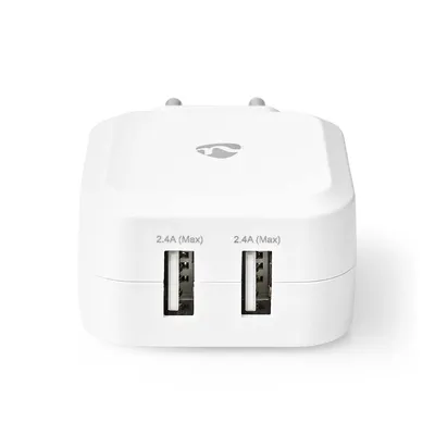 Immagine prodotto di Caricatore da parete | 24 W | Funzione di ricarica rapida | 2x 2,4 A A | Numero di uscite: 2 | 2x USB-A | Senza cavo | Uscita a tensione singola