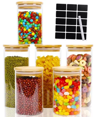 Vorratsgläser-Set 6er, luftdicht, Borosilikatglas, 600/950 ml