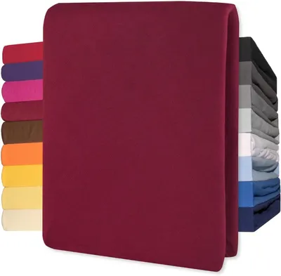 Productafbeelding van Lucina Topper Hoeslaken Jersey Katoen Stretch - bordeaux 140x200cm - 160x200cm