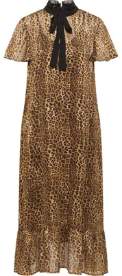 Produktbild von threezy Damen Midikleid mit Leoprint 19223977-TH01, BRAUN, XS
