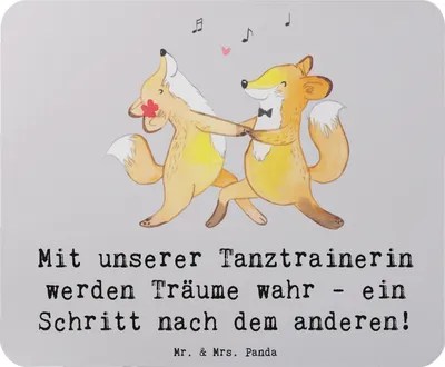 Produktbild von Mr. & Mrs. Panda Mouse Pad Tanzen Trainerin - Grau Pastell - Geschenk, Schritt für Schritt, Traum in Erfüllung, Sportarten, Tanzunterricht, computermatte, Mauspad, pc