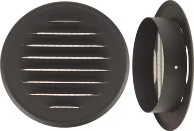Produktbild von Lüftungsplatte Lüftungsgitter Metallische FEINZ - 150 mm - Schwarz - Mit Flansch - Robuste Bauweise - Hohe Effizienz