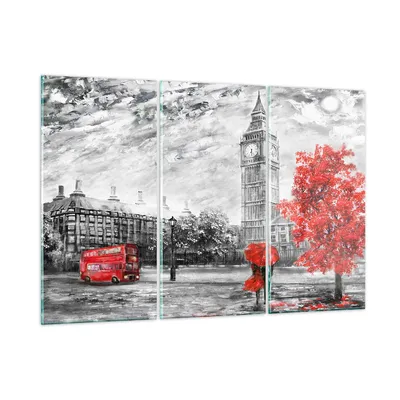 Produktbild von Bilder auf glas - London Bus - 165x110cm - Glasbilder - Wandbilder - Bilder - Kunstdruck - zum Aufhängen bereit - Wanddekoration aus Glas - Glas Bilder - Wandbild auf Glas - 3 Teile - GCE165x110-3866