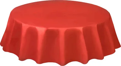 Produktbild von Runde Tischdecke Kunststoff 2,13 m rot - Einheitsgröße