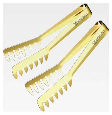 Produktbild von Nudelzange Gold Edelstahl Servierzange Spaghettizange 2er Set