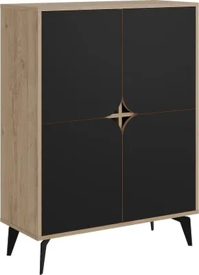 Immagine prodotto di Calicosy - Credenza alta 4 ante con gambe in metallo L90 cm - FLORA