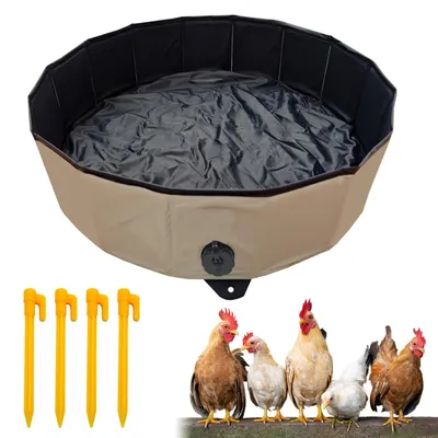Faltbares Hühner-Staubbad, Ø 80 cm, Höhe 20 cm, mit 4 Bodenankern