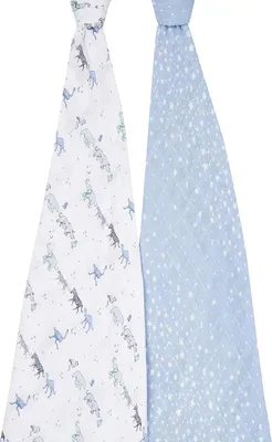 Productafbeelding van Mousseline wikkeldoekenset van 100% katoen, 120 x 120 cm, set van 2, voor pasgeborenen, zuigelingen en peuters