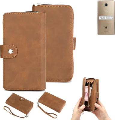 Produktbild von K-S-Trade Handyhülle Schutzhülle kompatibel mit Huawei GR5 & Portemonnee Tasche Handytasche Case Etui Geldbörse Wallet braun (1x)