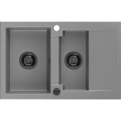 Obrázok produktu pre Mexen Gaspar granitový 1,5-komorový drez s odkvapkávačom 737 x 475 mm, Šedá, Sifón Čierna - 6507731505-71-B