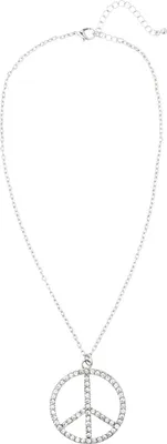 Produktbild von Hippie Peace Kette mit Strass silber