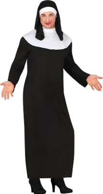 Produktbild von Junggesellenabschied Nonne Kostümparty Spaß Kostüm Schwarz Weiß Spaß Feier Erwachsene, Größe: 52 - 54 (L) Farbe: Weiß