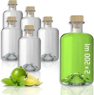 Immagine prodotto di Bottiglie di vetro Famanu da 500 ml, vuote e con tappo di sughero, ideali per riempire con aceto e olio. Perfette come flaconi da farmacia