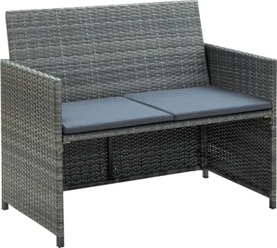 Immagine prodotto di Maison Exclusive - Divano da giardino a 2 posti con cuscini in polyrattan grigio